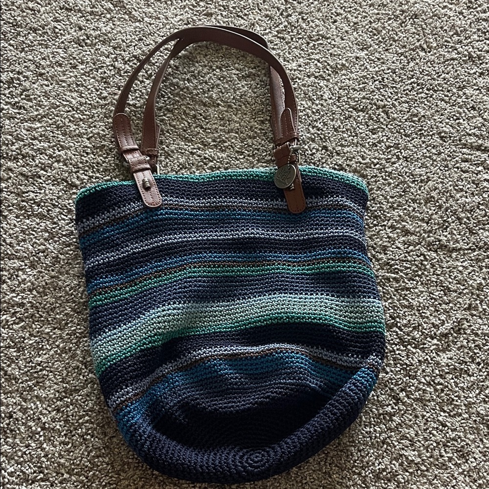 The Sak Multicolor Knit Tote with Brown Straps